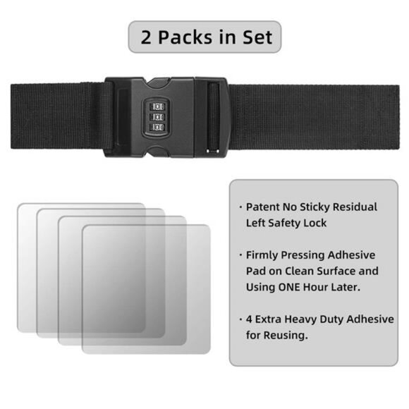 Child Baby Safety Strap Lock Latch, (2 Packs) 1000 Combination Reusable (Black) - Picture 7 of 7